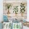 Designart - Trio of House Plants Ponytail Palm and Ficus - Traditional Print on Natural Pine Wood